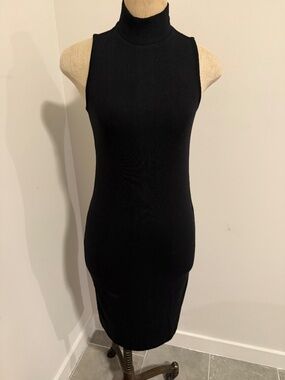 ATM Anthony Thomas Melillo Ribbed Mock Neck Dress in Black Size M
